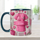 Nursing Is A Work Of Heart - Personalized Nurse Accent Mug