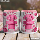 Nursing Is A Work Of Heart - Personalized Nurse Accent Mug