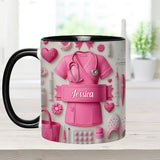 Nursing Is A Work Of Heart - Personalized Nurse Accent Mug