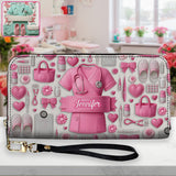 Nursing Is A Work Of Heart - Personalized Nurse Leather Long Wallet