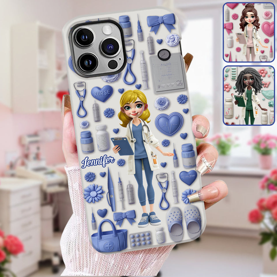Nursing Is A Work Of Heart - Personalized Nurse Full Print Phone Case