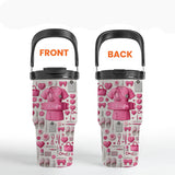 Nursing Is A Work Of Heart - Personalized Nurse Tumbler With Grip Handle
