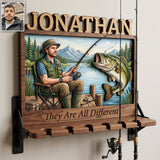 Fishing Rod Holder Personalized Wall Mount - Personalized Fishing Rod Holder