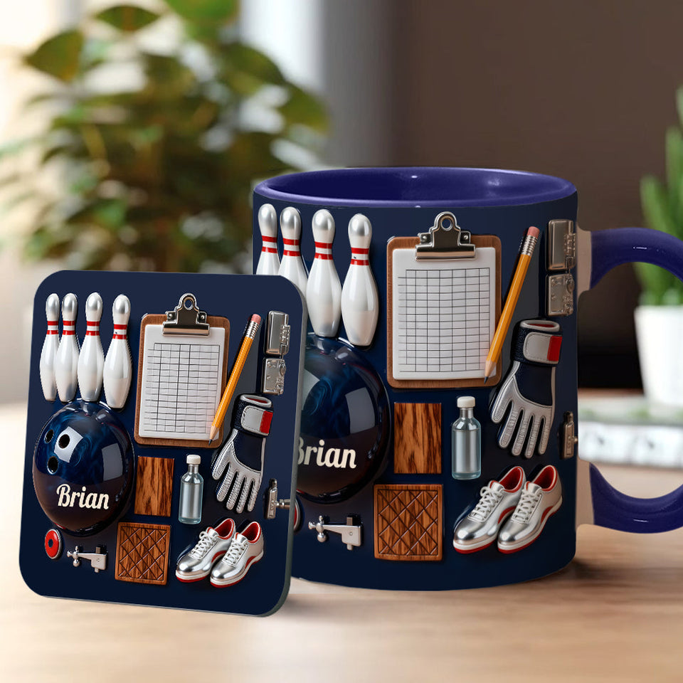 Love Bowling - Personalized Bowling Accent Mug & Coaster