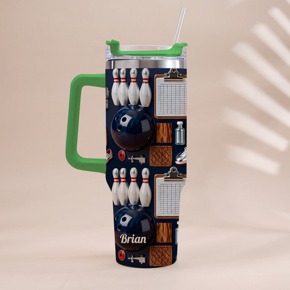 Love Bowling - Personalized Bowling Tumbler With Handle