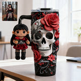 Love Skulls - Personalized Skull Tumbler With Plush Charm