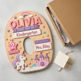 First Day Of School Sign Gift For Kids - Personalized Kid 2 Layered Wood Sign / Wood Plaque
