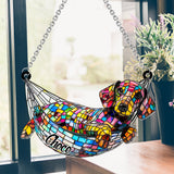 Stained Glass Chilling Dog - Personalized Dog Window Hanging Suncatcher Ornament