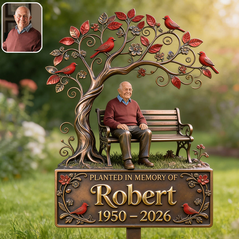 Memorial Garden Stake Cardinal Remembrance Gift - Personalized Memorial 3D Printed Cut Metal Sign