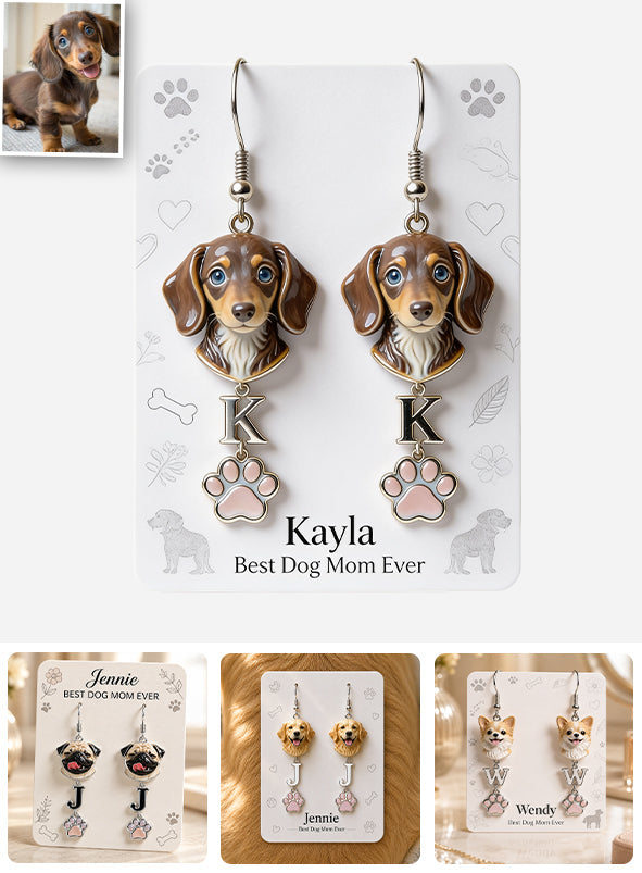 Dog Mom - Personalized Dog Earrings With Card