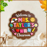 Welcome To Teacher's Classroom - Personalized Teacher 2 Layered Wood Sign / Wood Plaque