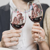 Merry Christmas - Personalized Family Wine Glass With Long Stem