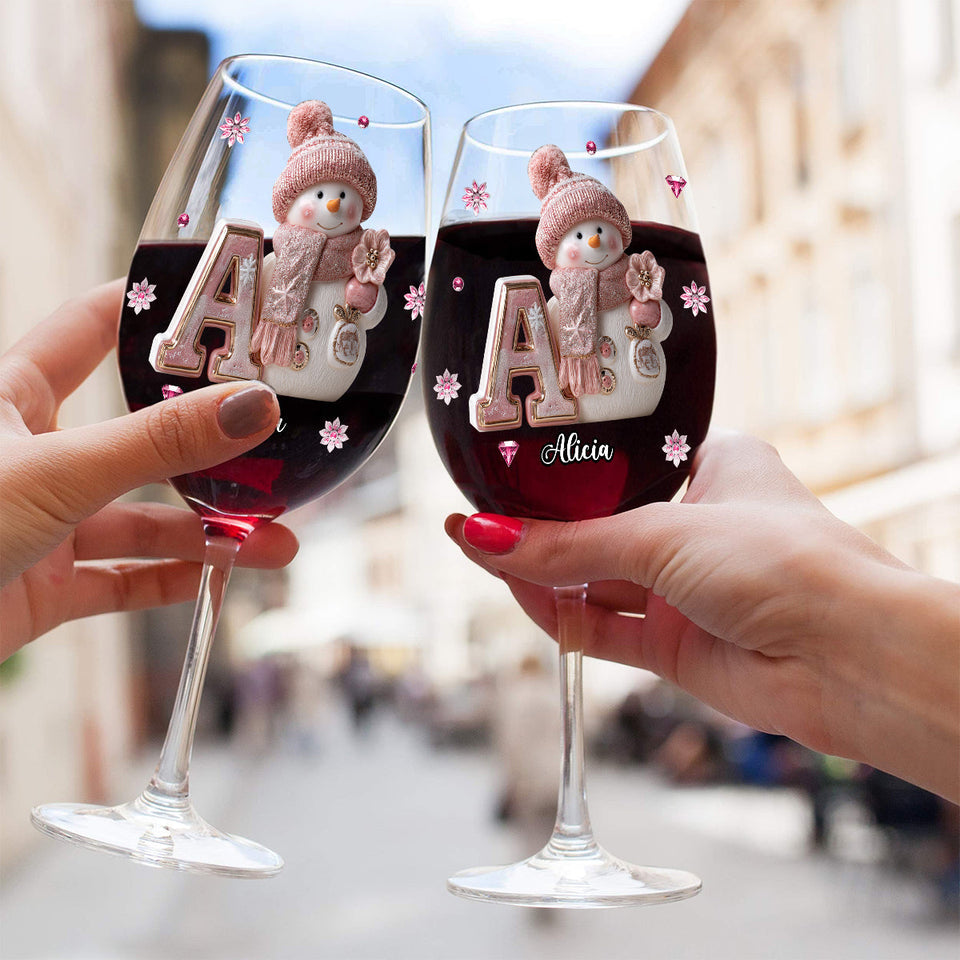 Merry Christmas - Personalized Family Wine Glass With Long Stem