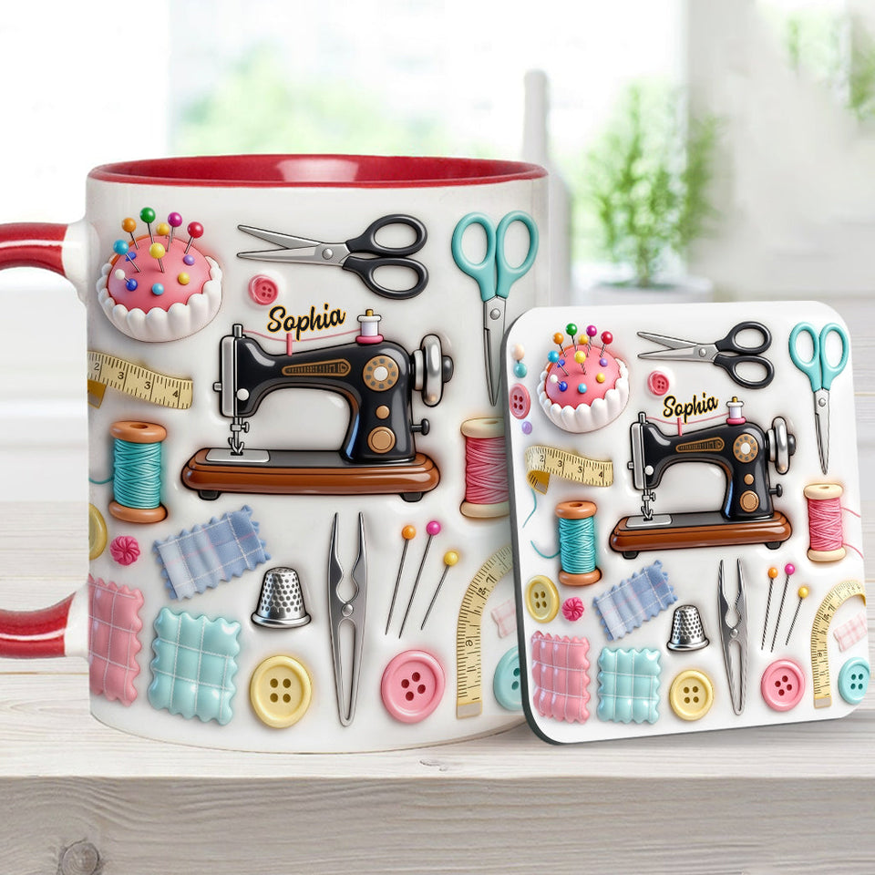 Love Sewing - Personalized Sewing Accent Mug & Coaster