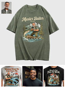Custom Fishing Shirt For Dad/ Husband/ Son... - Personalized Fishing Washed T-Shirt