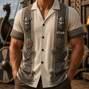 Viking Theme, Gift for Men - Personalized Viking Hawaiian Shirt
