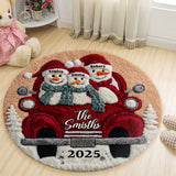 Merry Christmas - Personalized Family Round Rug