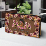 Leopard Afro Mom Grandma - Personalized Mother Leather Long Wallet