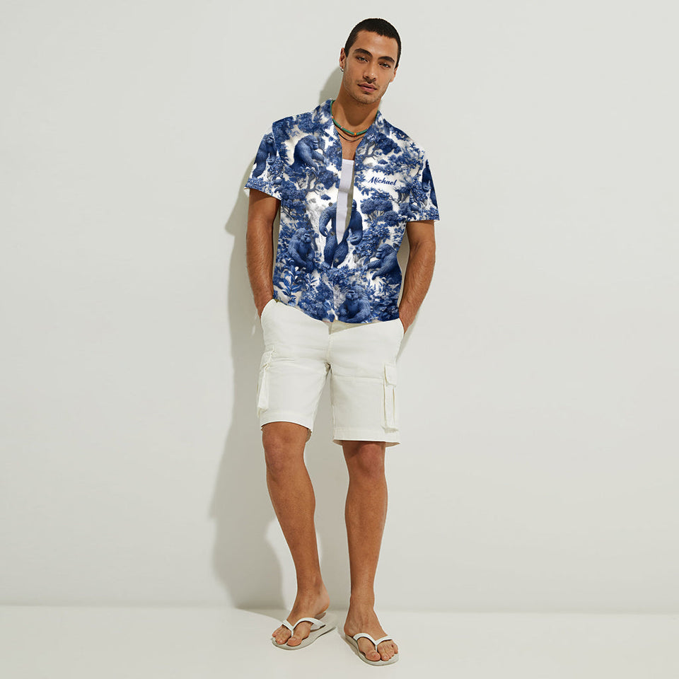 Bigfoot Summer Vibes - Personalized Hiking Hawaiian Shirt