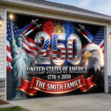 Outdoor Decor America 250th Anniversary - Personalized Independence Day/ 4th of July Garage Door Banner