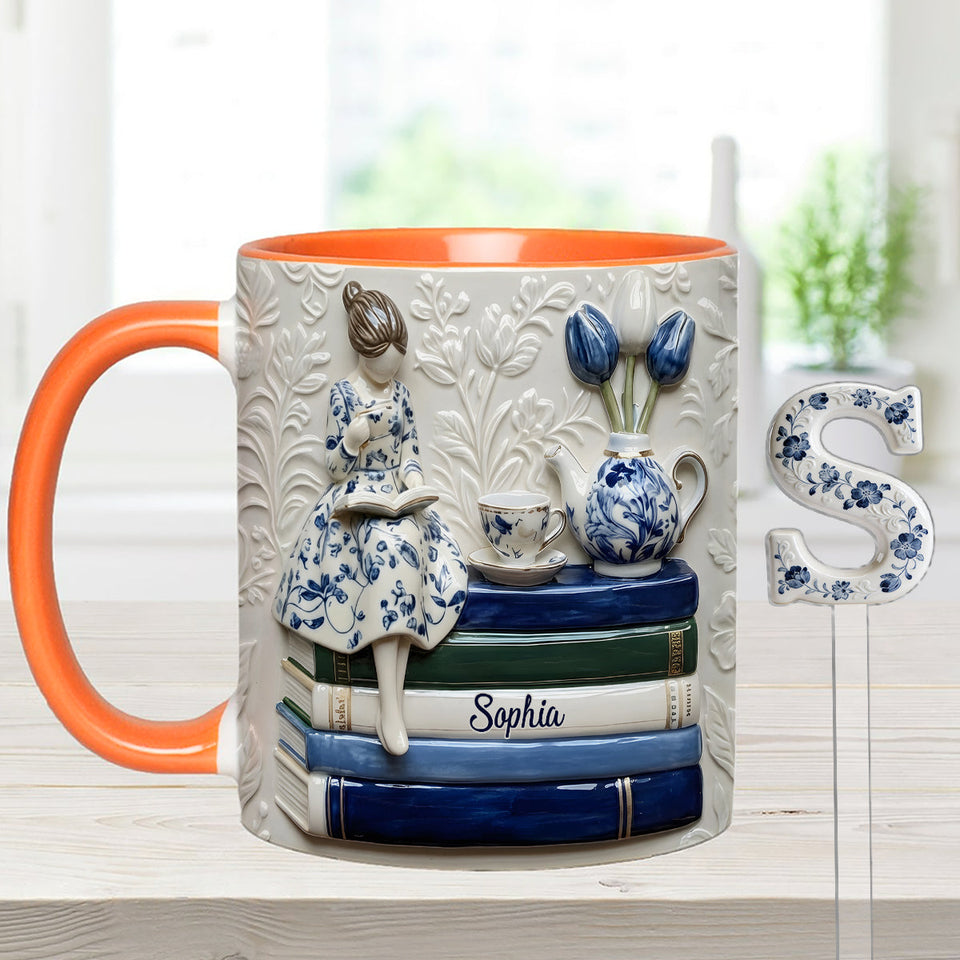 Book Lover - Personalized Book Set Accent Mug with Acrylic Stirres