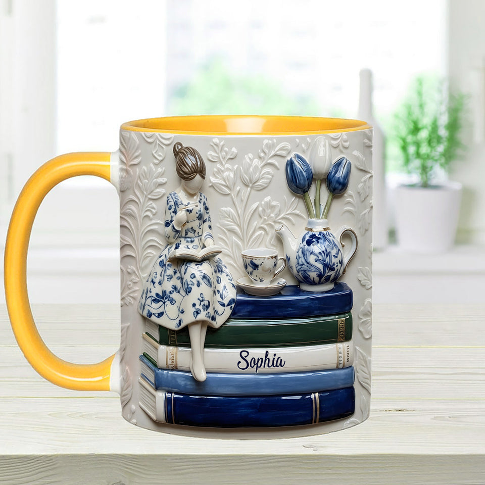 Book Lover - Personalized Book Set Accent Mug with Acrylic Stirres