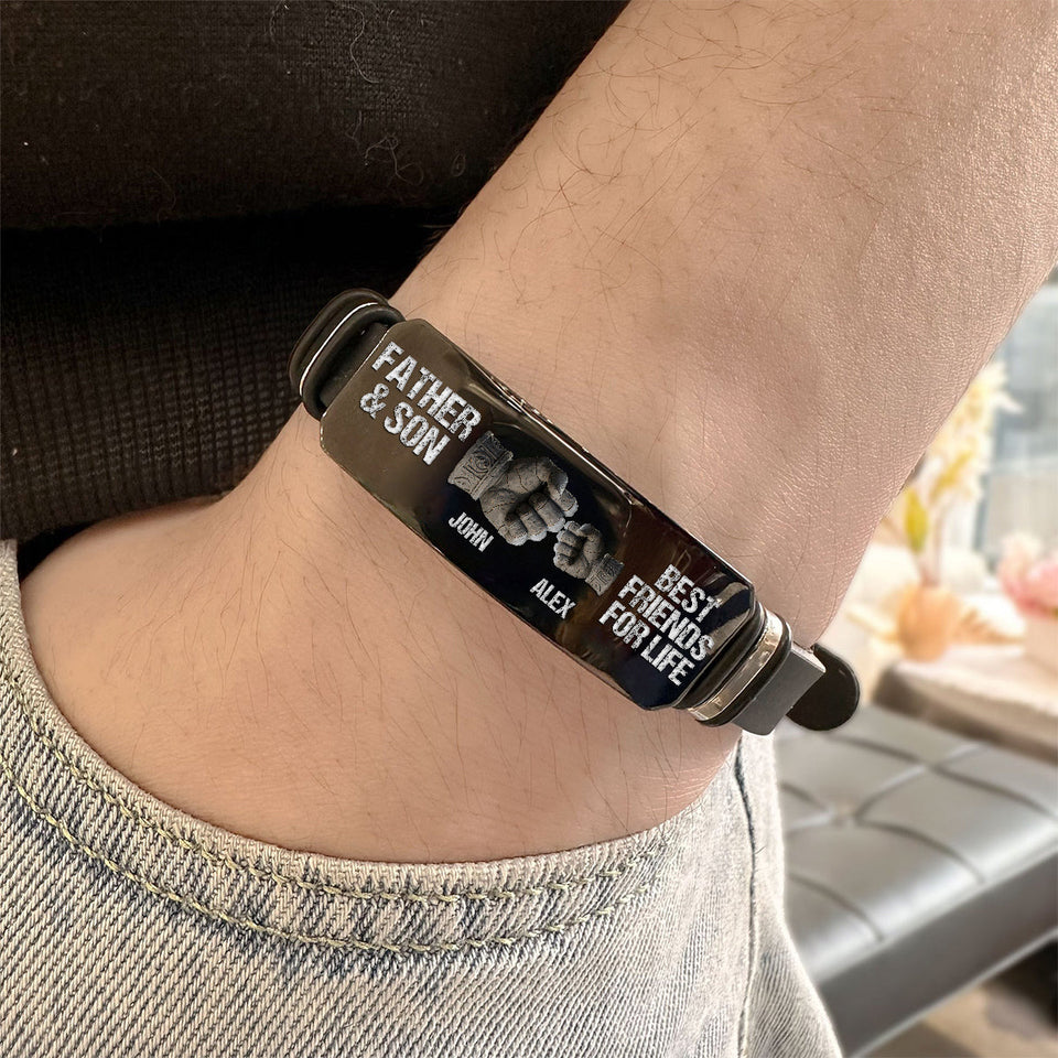 Father & Son/ Daughter Best Friends For Life - Personalized Father Engraved Bracelet