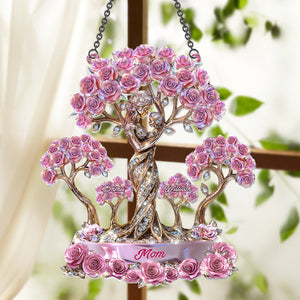 The Love Between Mother And Her Kids - Personalized Mother Window Hanging Suncatcher Ornament