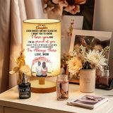 Light This Up When You Miss Me - Personalized Daughter Tableside Lamp With Wood Base