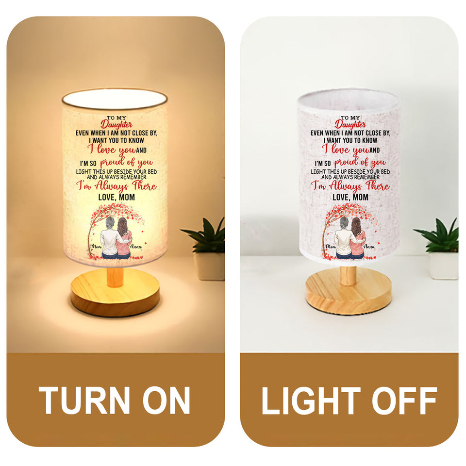 Light This Up When You Miss Me - Personalized Daughter Tableside Lamp With Wood Base