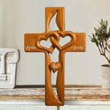 Intertwined Heart Wooden Cross, Specially Designed for Lovers - Personalized Couple Custom Shaped Wood Plaque