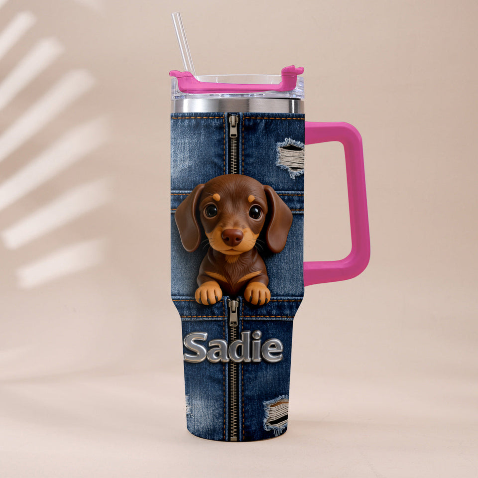 Love My Pet - Personalized Pet Tumbler With Plush Charm