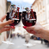 Merry Christmas - Personalized Family Wine Glass With Long Stem