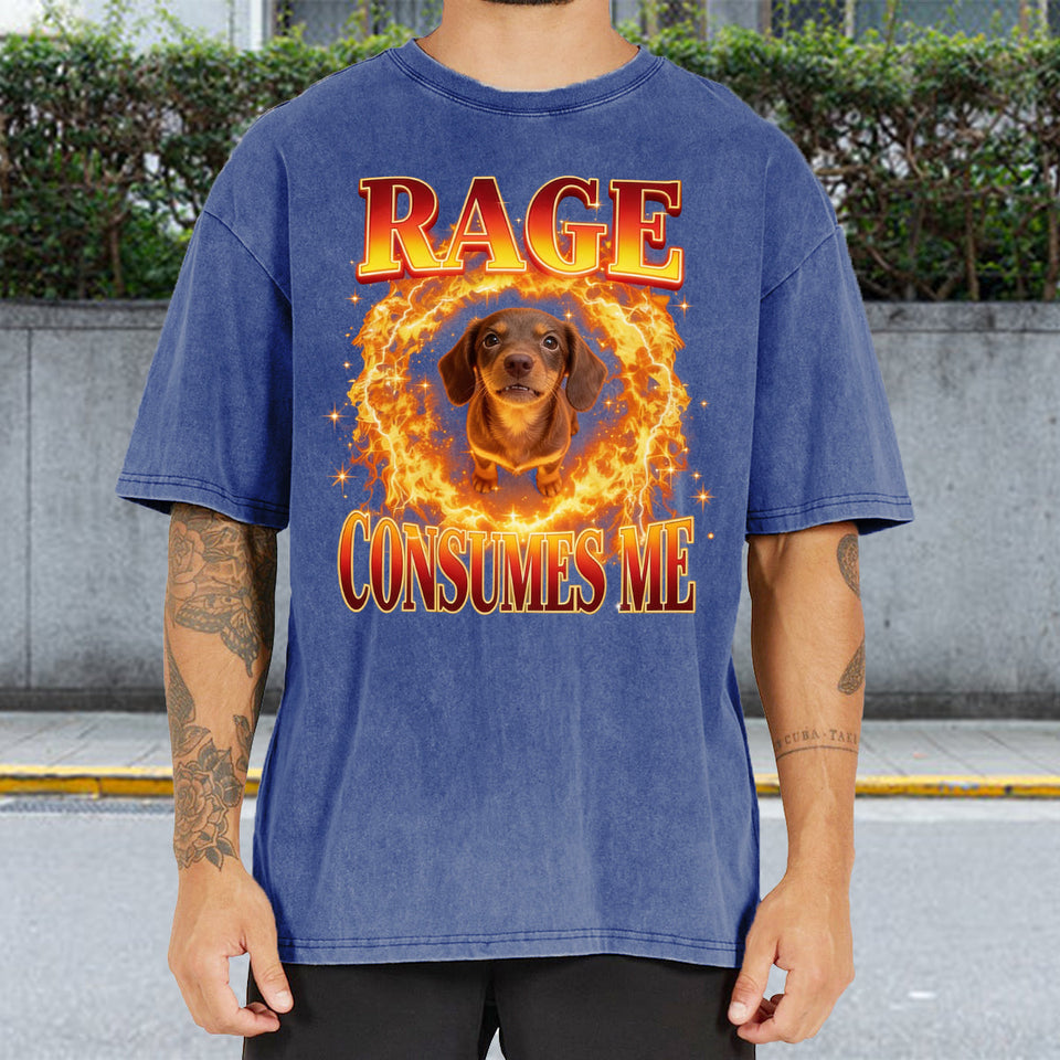 Rage Consumes Me, Sarcastic Quote - Personalized Dog Wash T-Shirt