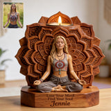 Namaste - Personalized Hippie Custom Shape Wooden Candle Holder