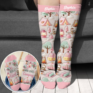 Just A Girl Who Loves Camping - Personalized Camping Socks