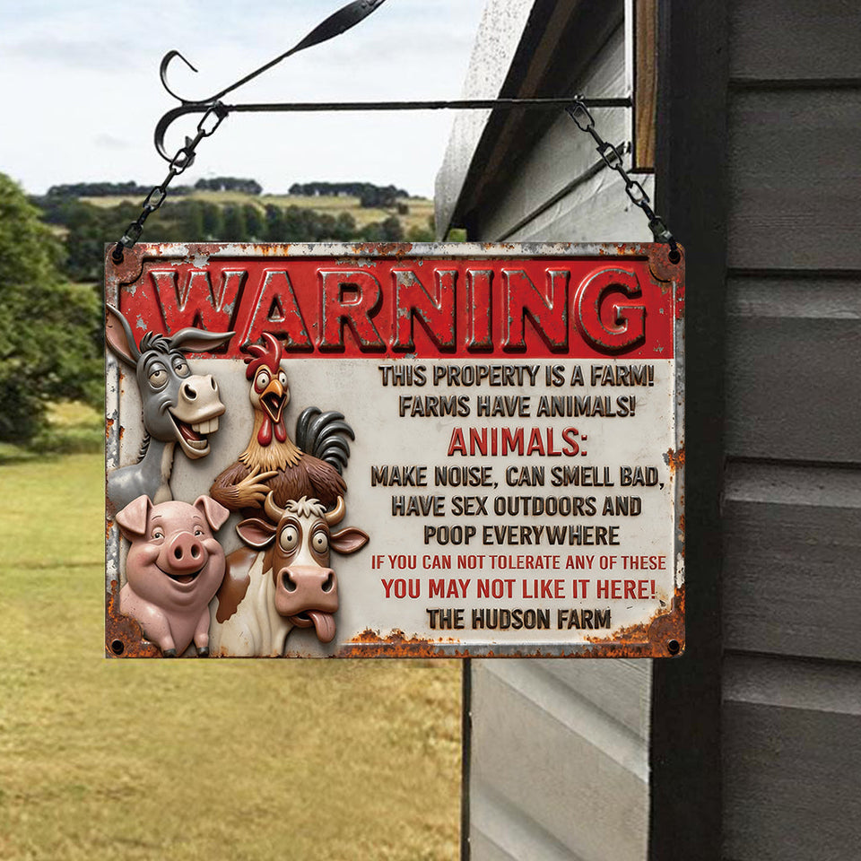 This Property Is A Farm - Personalized Farmer Rectangle Metal Sign