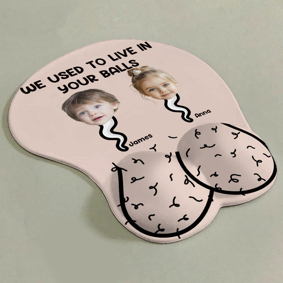 We Used To Live In Your Balls - Personalized Father 3D Mouse Pad