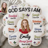 God Says I Am - Affirmation Gift - Personalized Kid Faux Fur Shaped Pillow