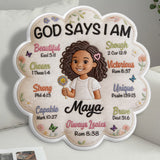 God Says I Am - Affirmation Gift - Personalized Kid Faux Fur Shaped Pillow