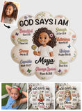 God Says I Am - Affirmation Gift - Personalized Kid Faux Fur Shaped Pillow