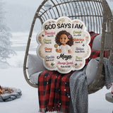 God Says I Am - Affirmation Gift - Personalized Kid Faux Fur Shaped Pillow
