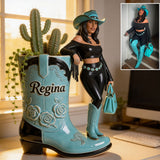 Custom Any Photo Cowgirl Style - Personalized Cowgirl Acrylic Pot