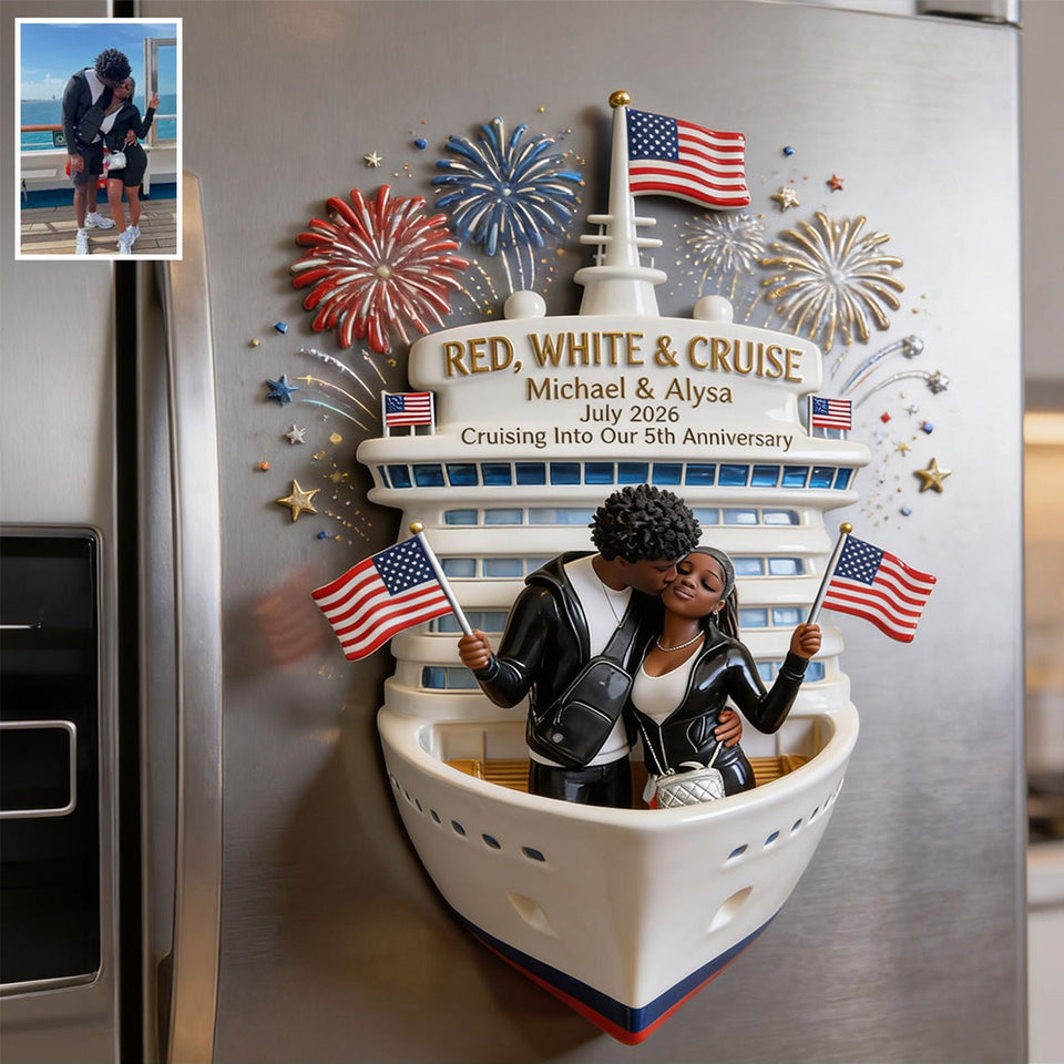 Red, White & Cruise - Personalized Cruising Magnet