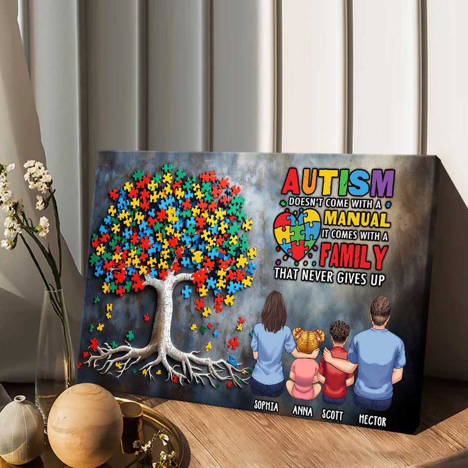 Sensibilisation à l'autisme - Toile et affiche personnalisées pour la famille