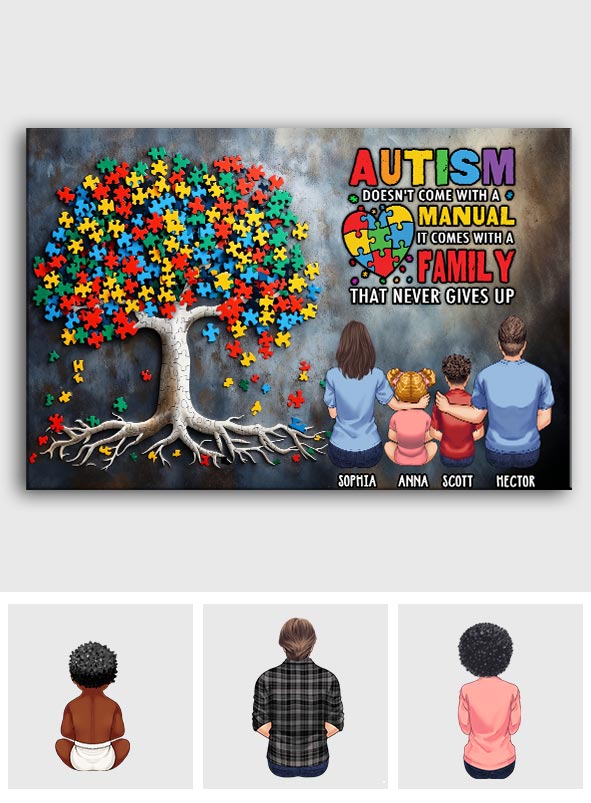 Sensibilisation à l'autisme - Toile et affiche personnalisées pour la famille