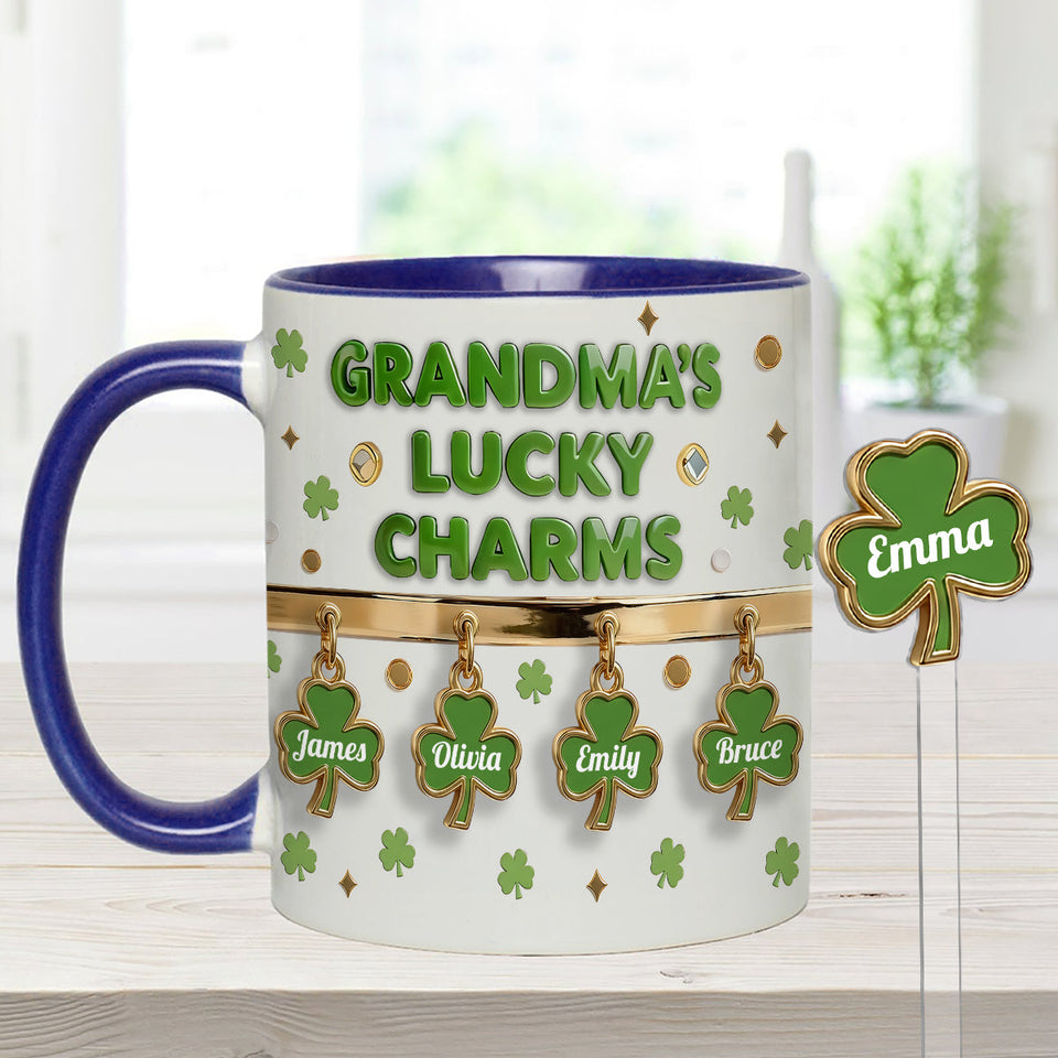 Grandma's Lucky Charms - Personalized Grandma Set Accent Mug With Acrylic Stirrers