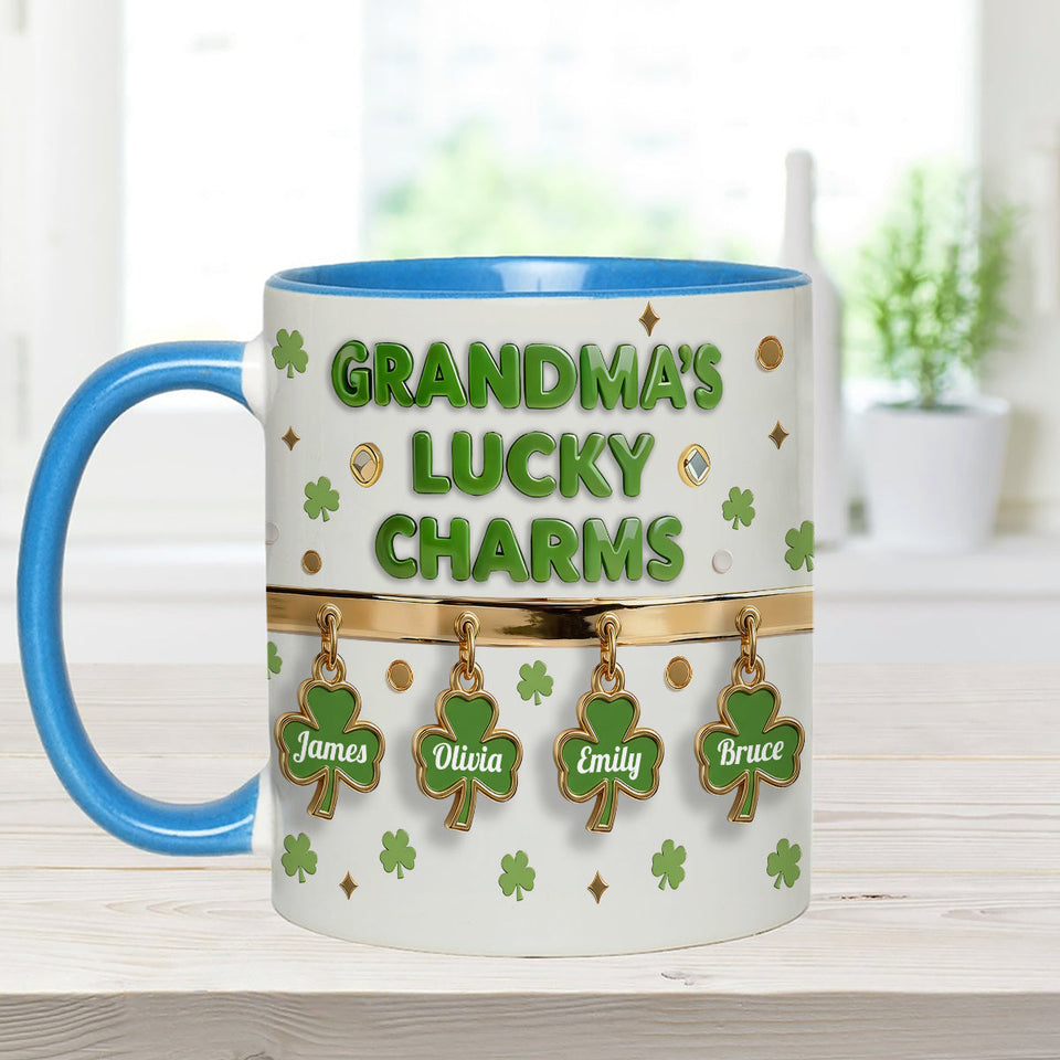 Grandma's Lucky Charms - Personalized Grandma Set Accent Mug With Acrylic Stirrers