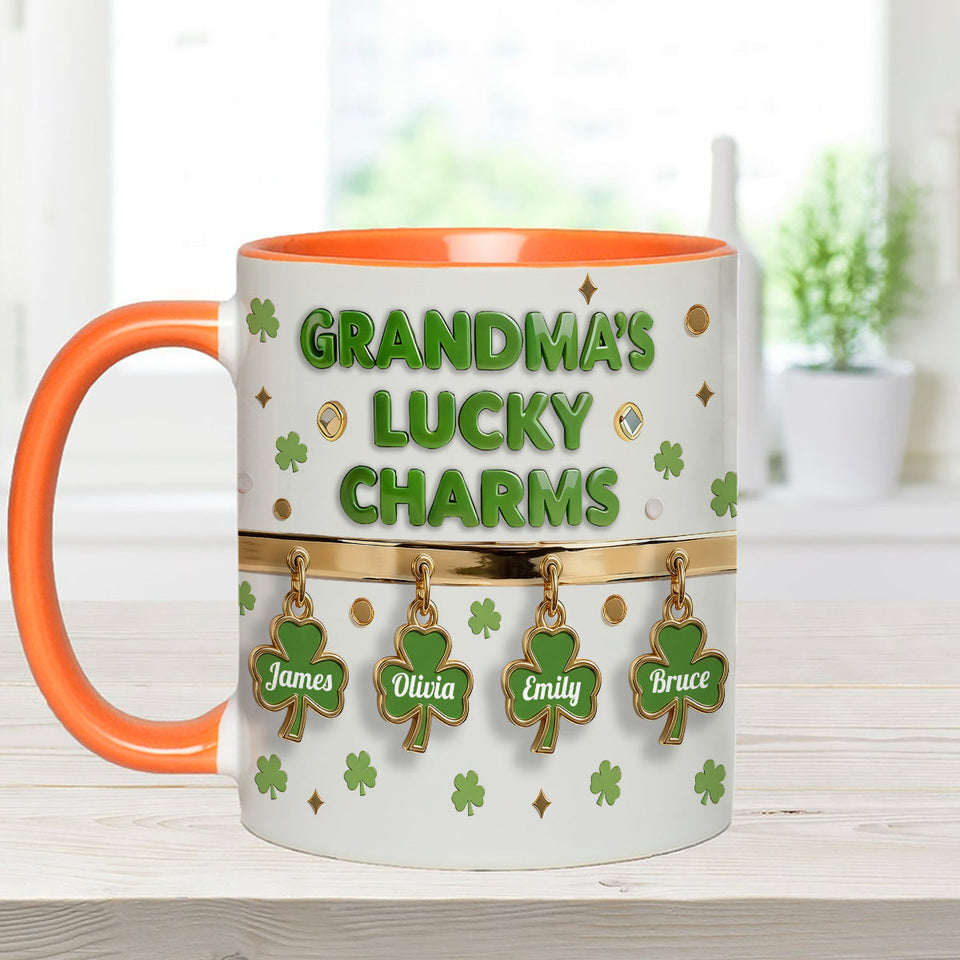 Grandma's Lucky Charms - Personalized Grandma Set Accent Mug With Acrylic Stirrers