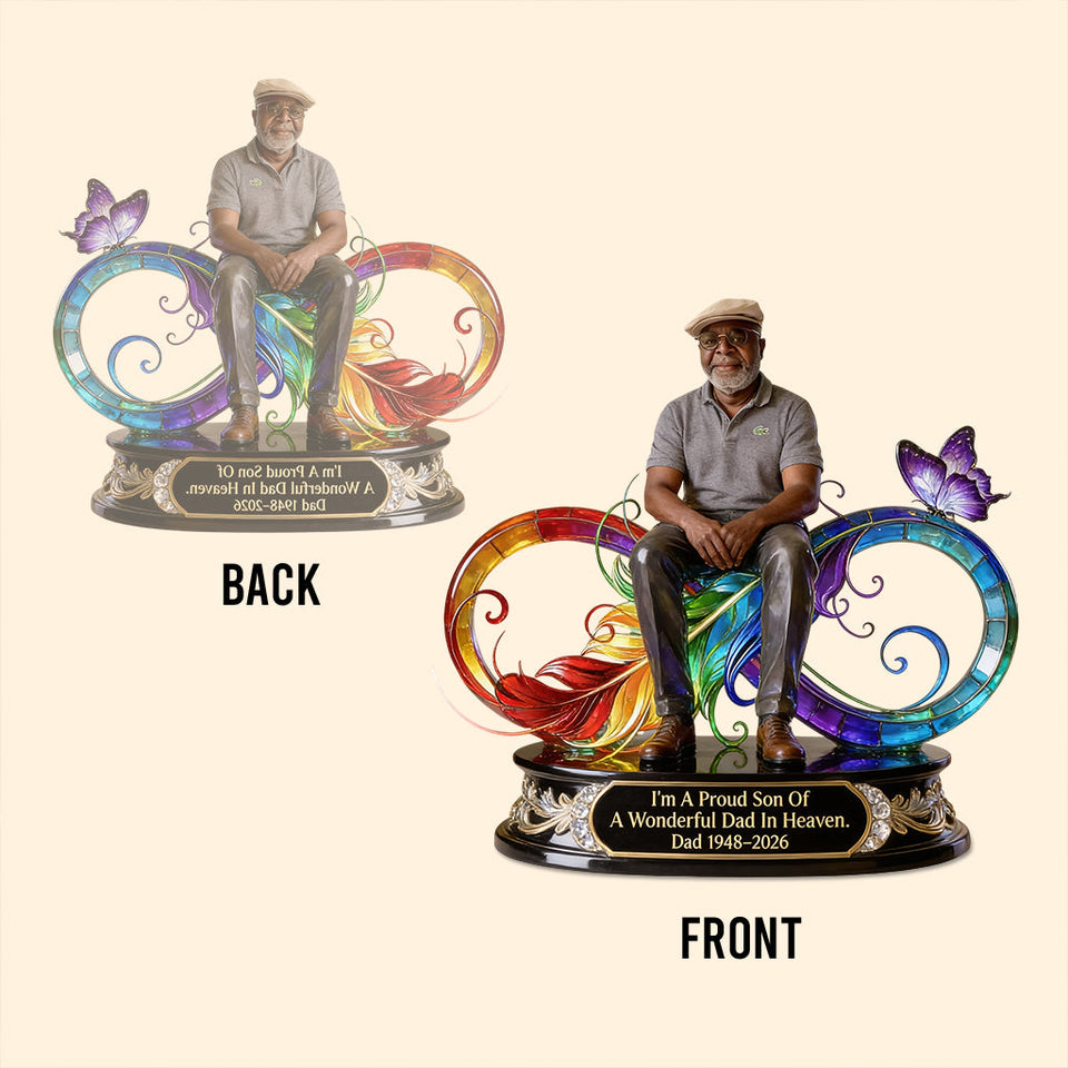 Dad In Heaven - Personalized Memorial Custom Shaped Acrylic Plaque